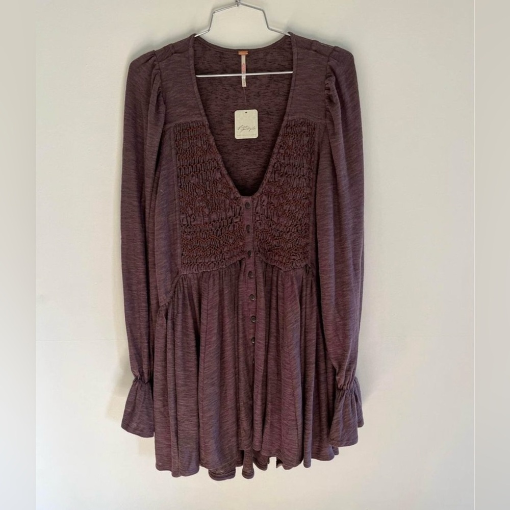 Free people Dark purple knitted boho long sleeve - brand new with tags